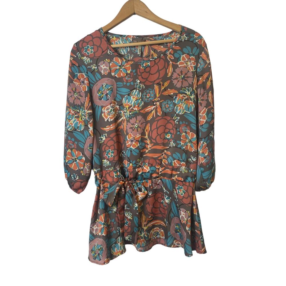 Matilda Jane Women's You & Me Annalise Fall Floral Drop Waist Blouse Size Small